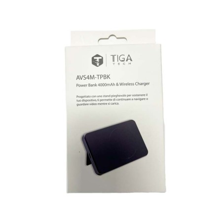 Tiga Tech AVS4M TPBK – Power Bank 4000mAh & Wireless Charger Integrato